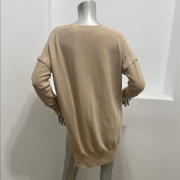 Brochu Walker Name Brand Cut Off Beige V-Neck  Asymmetrical Women's Sweater - Picture 12 of 12